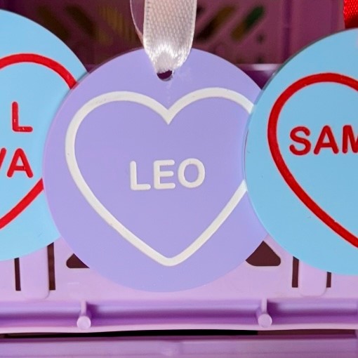 Personalised Love Hearts Basket Tag