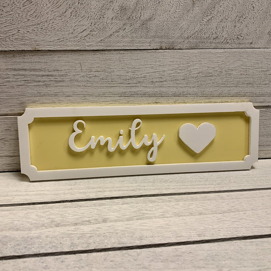 Personalised 3D Children's Bedroom Door Sign - Hearts