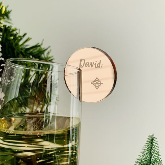 Personalised Festive Snowflake Disc Drink Marker