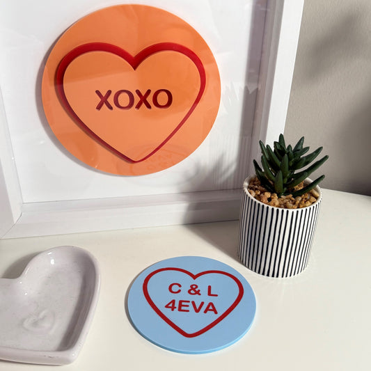 Personalised Love Heart Coasters 4 pack