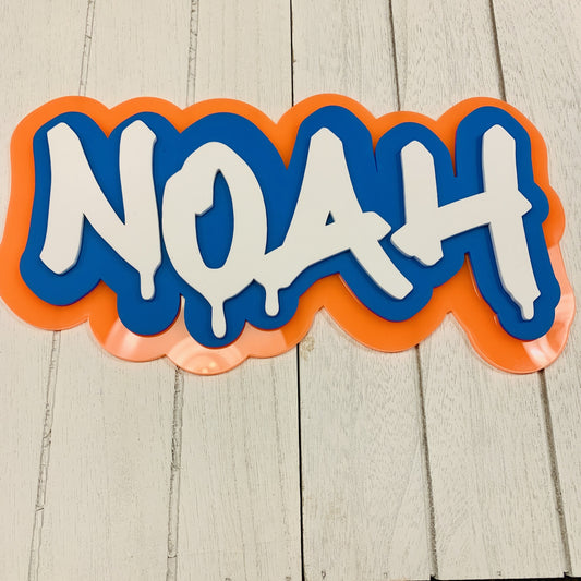 Personalised Graffiti Triple Layer Name Sign