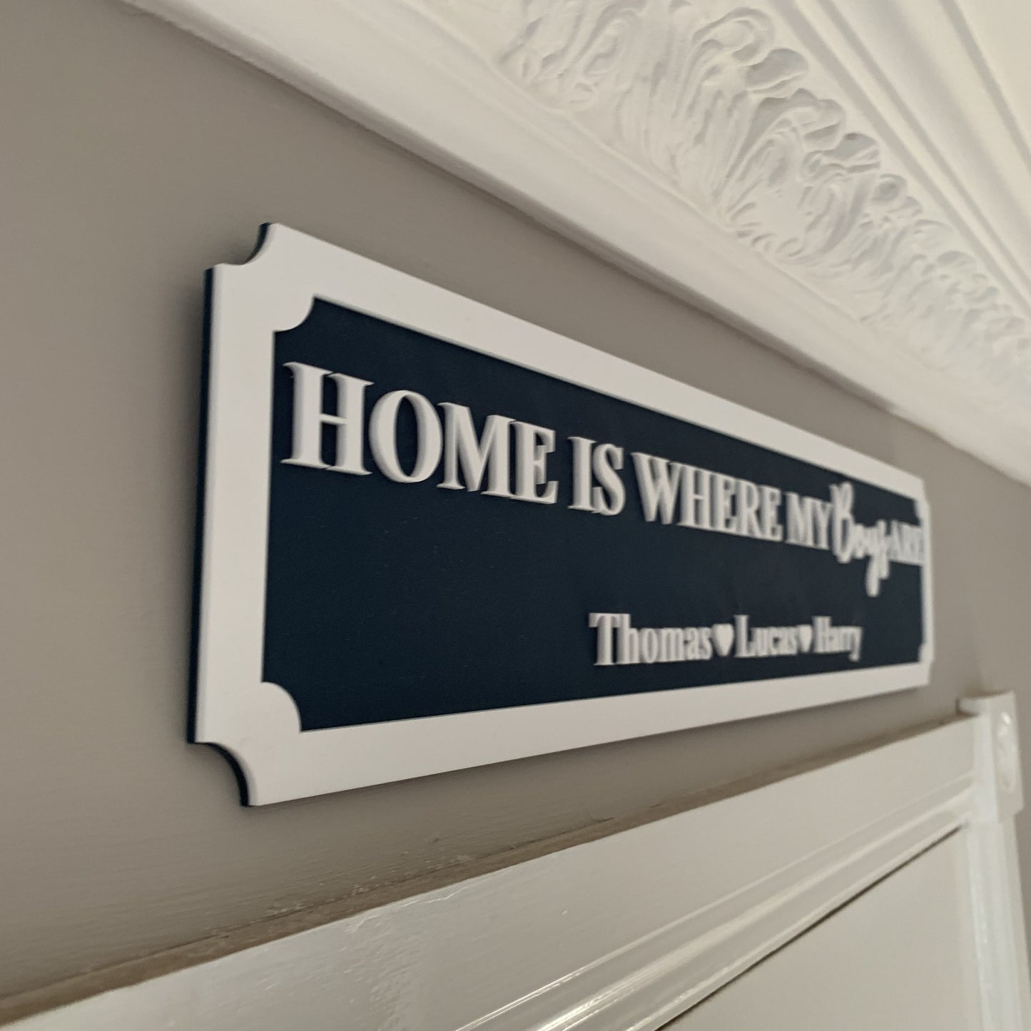 Personalised 3D Railway / Street Sign - Home Is Where My / Our Boys Are