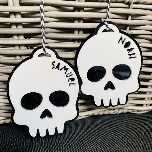 Personalised Skull Halloween Basket Tag