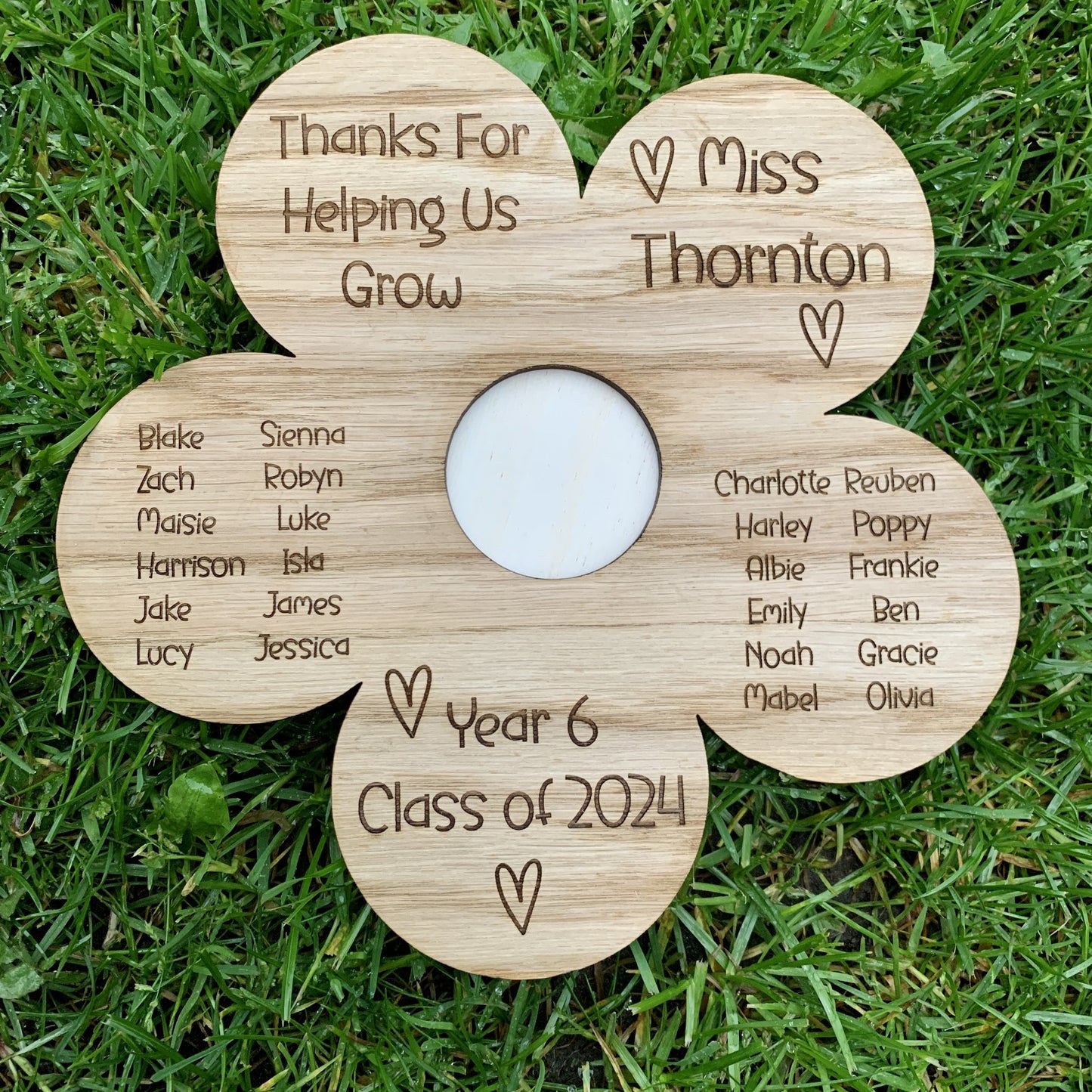 Personalised Thank You For Helping Us Grow Teacher Flower Plaque