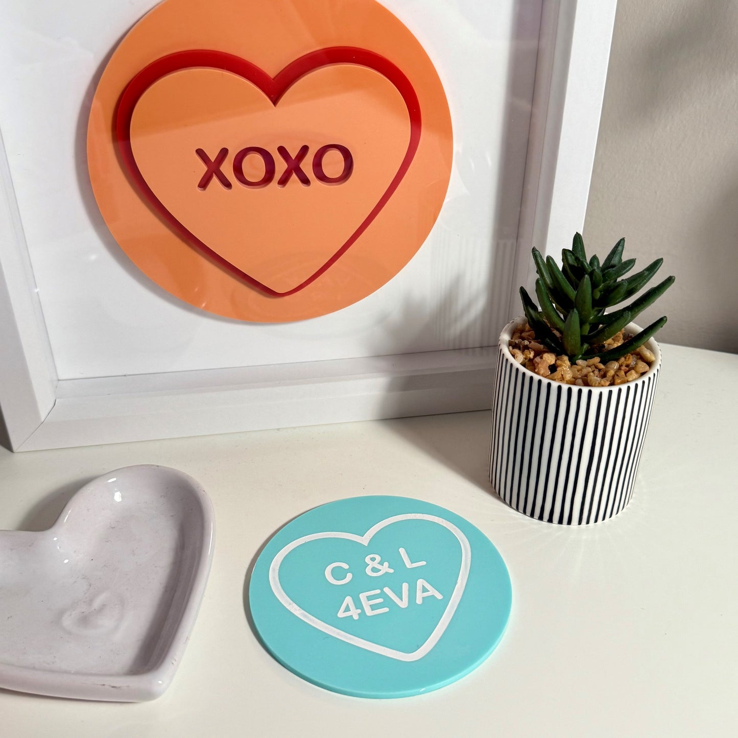 Personalised Love Heart Coasters 4 pack