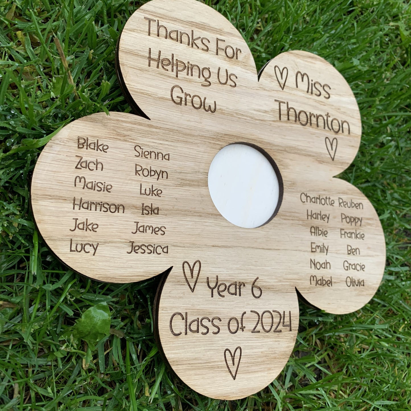 Personalised Thank You For Helping Us Grow Teacher Flower Plaque