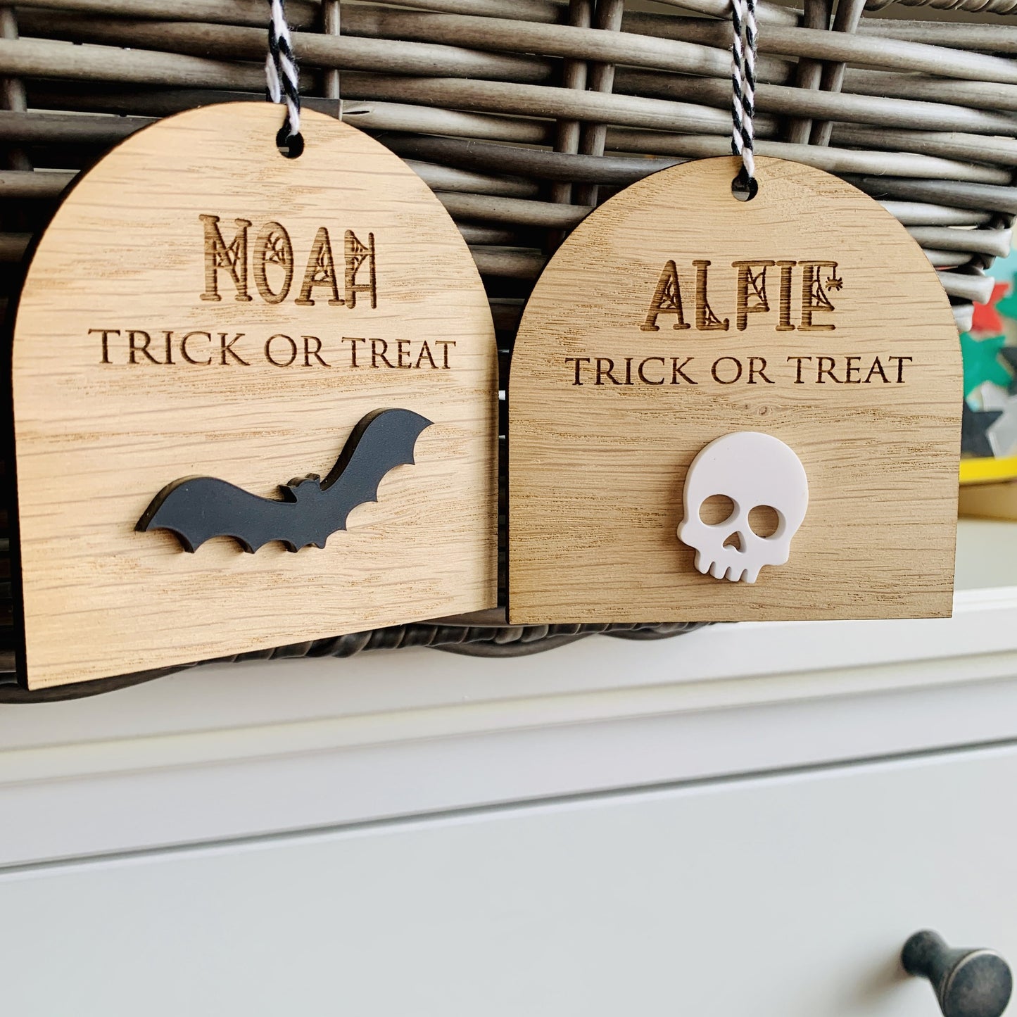 Wooden Arch Boo Basket Tag