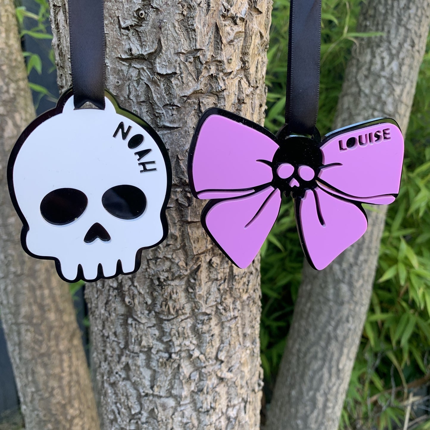 Personalised Skull Bow Basket Tag