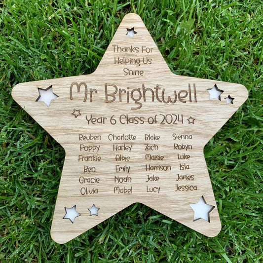 Personalised Thanks for Helping Me Shine Teacher Plaque