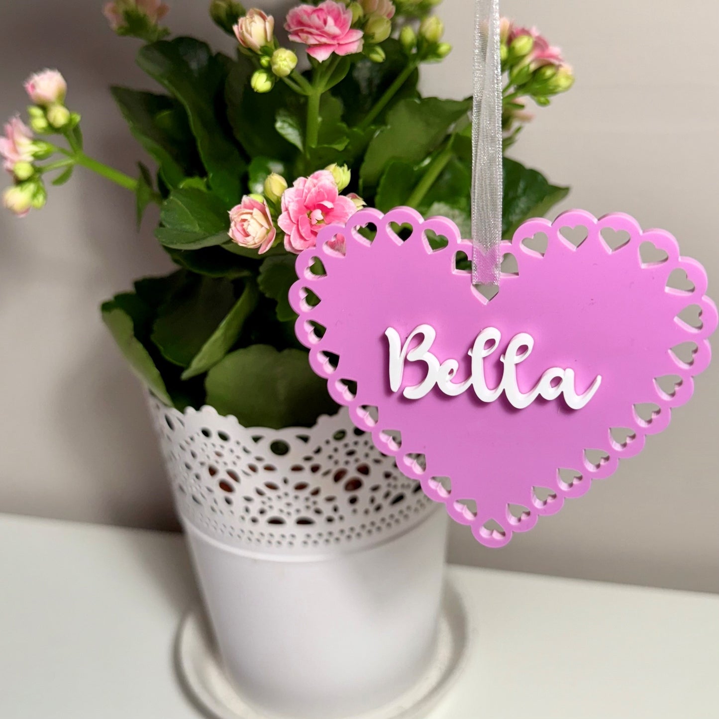 Personalised Scalloped Heart Basket Tag