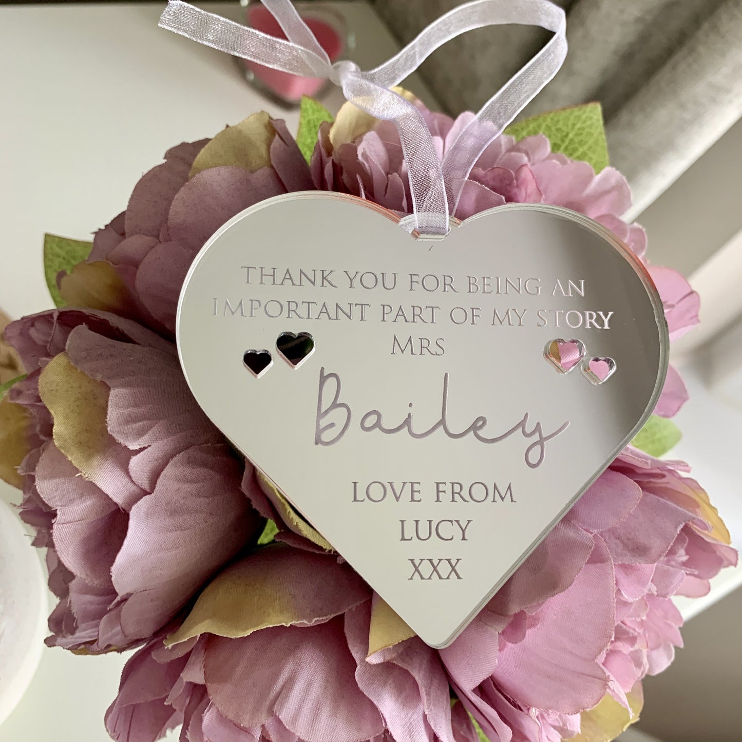 Personalised 'Thank You For Being An Important Part of My Story' Heart Decoration