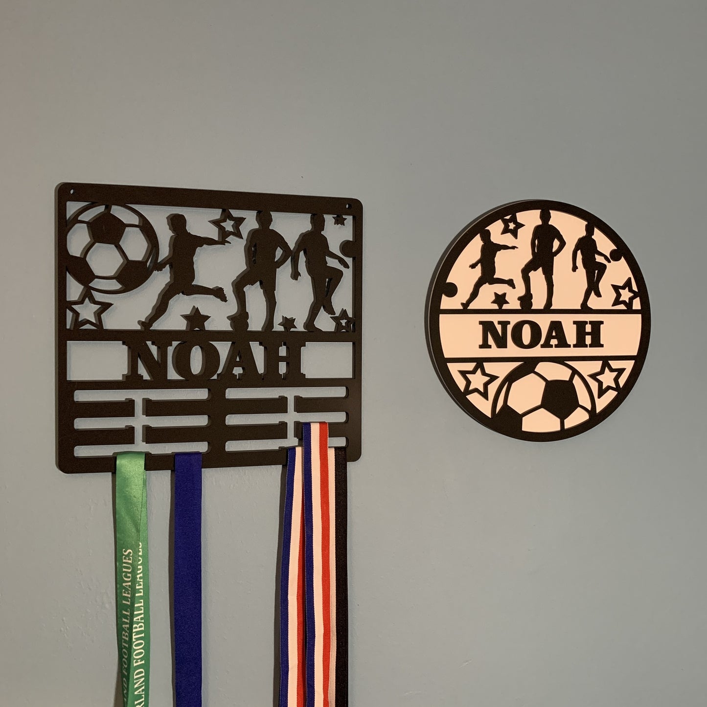 Personalised Football Medal Hanger