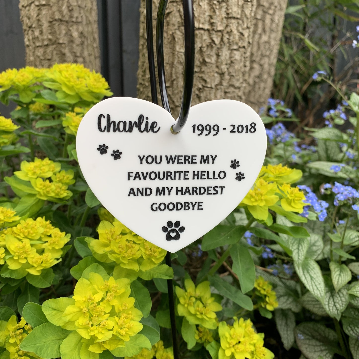 Personalised You Were My Favourite Hello Memorial Heart on Wire