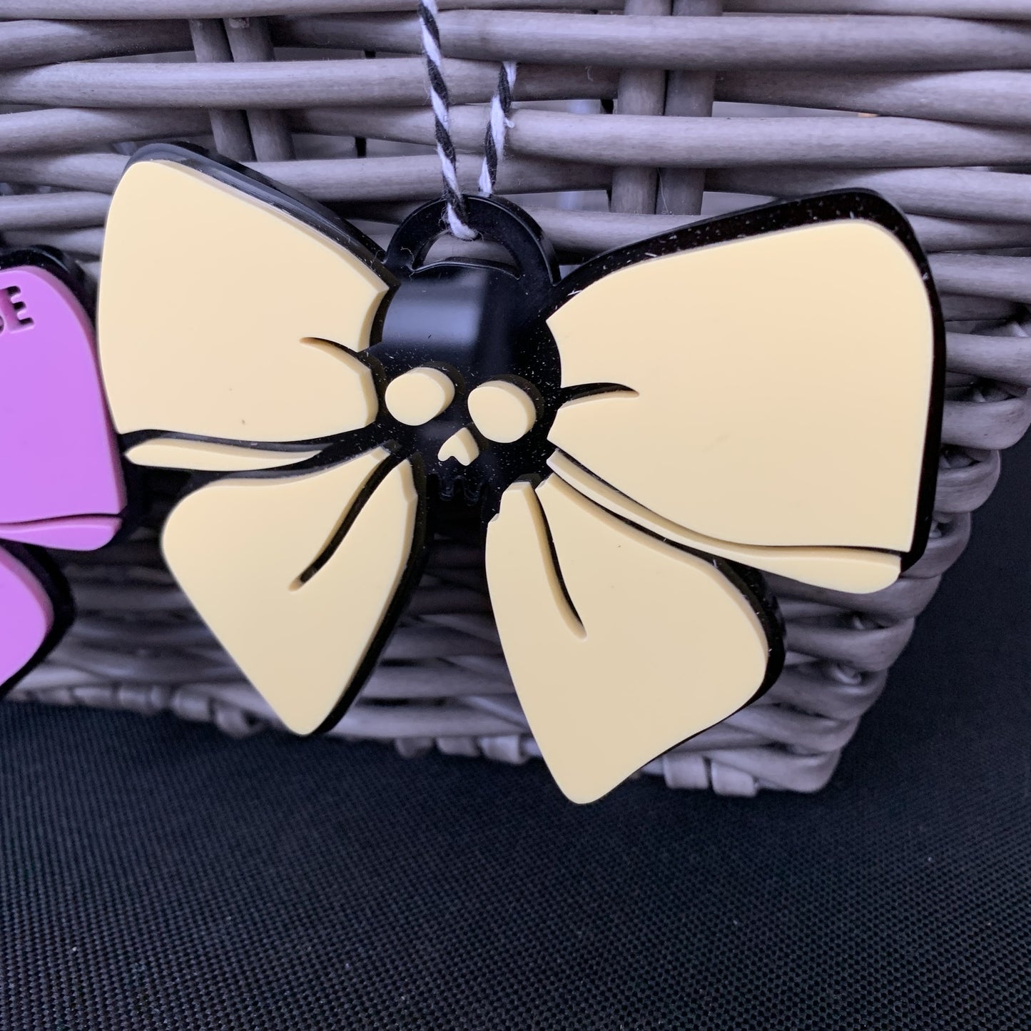 Personalised Skull Bow Basket Tag