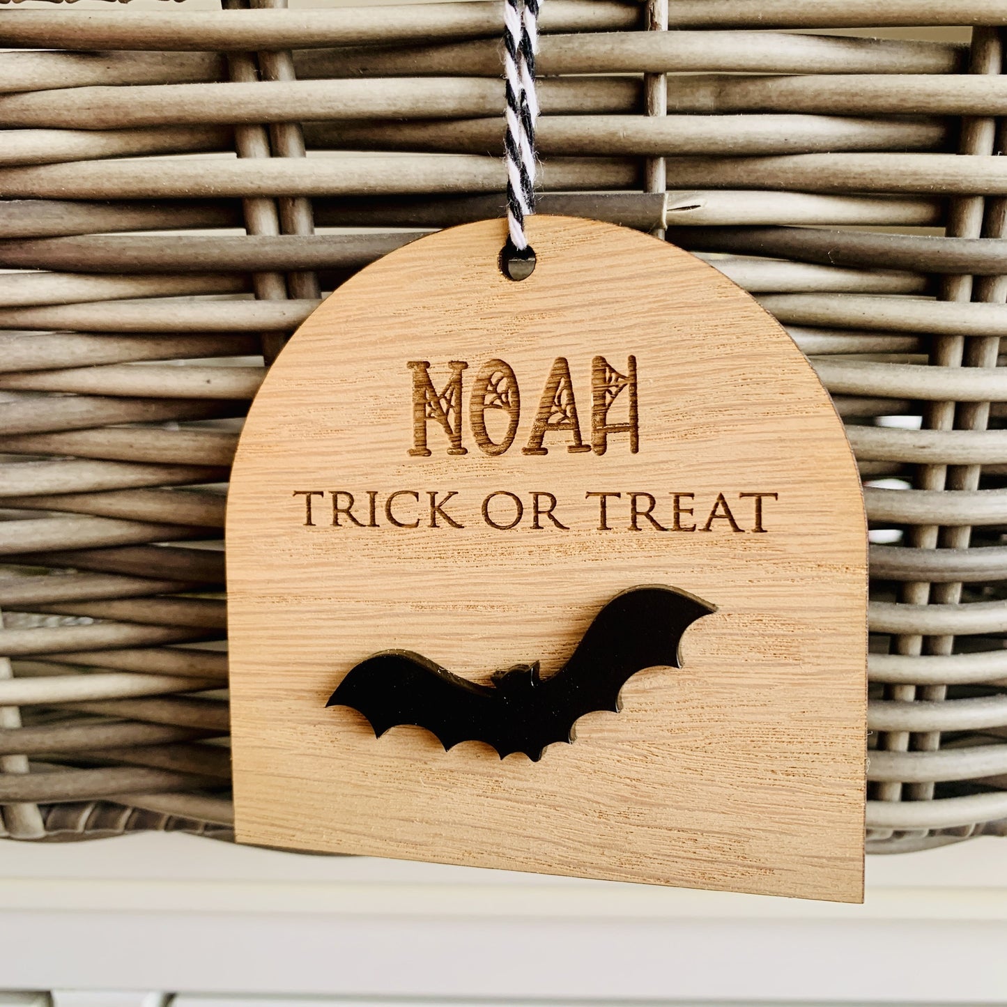 Wooden Arch Boo Basket Tag