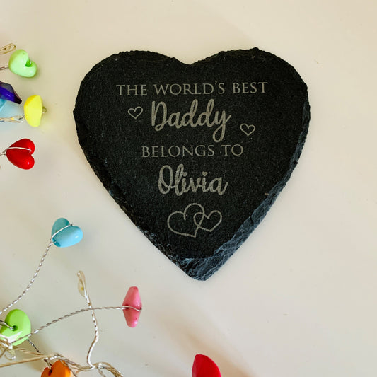 Personalised World's Best Slate Heart Coaster