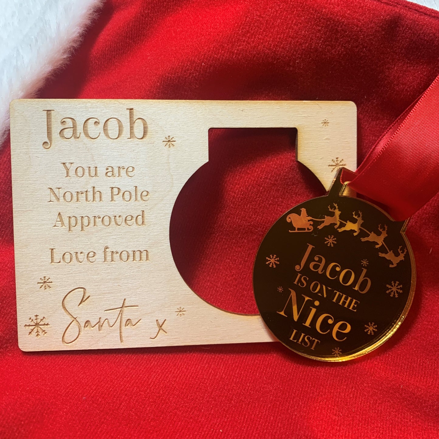 Personalised Nice List Medal in Mirrored Acrylic