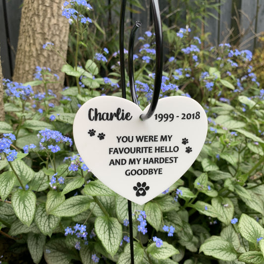 Personalised You Were My Favourite Hello Memorial Heart on Wire