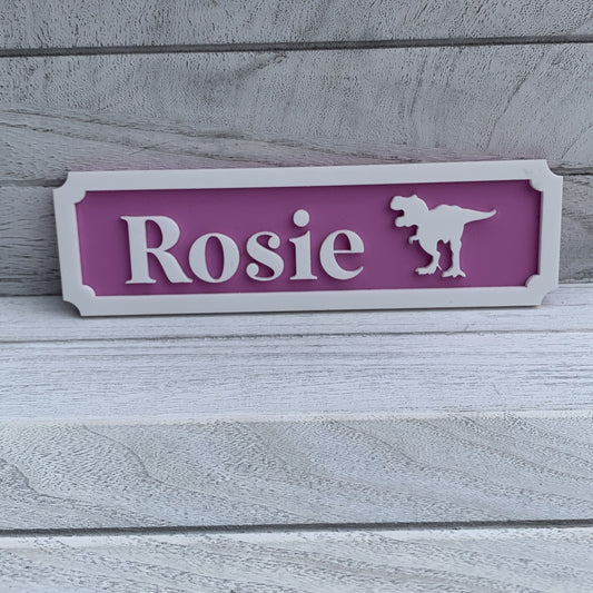 Personalised 3D Children's Bedroom Door Sign - Dinosaur