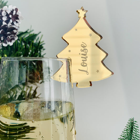 Personalised Christmas Tree Drink Marker