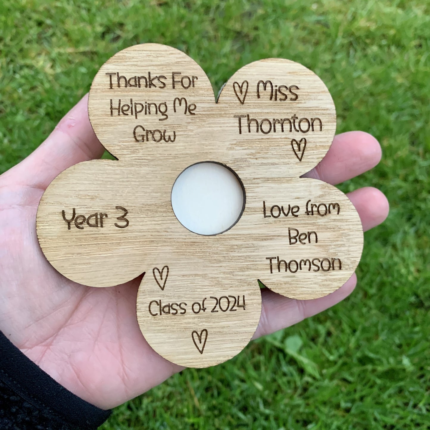 Personalised Mini Thank You for Helping Me Grow Teacher Flower Plaque