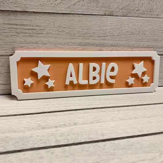 Personalised 3D Children's Bedroom Door Sign - Stars