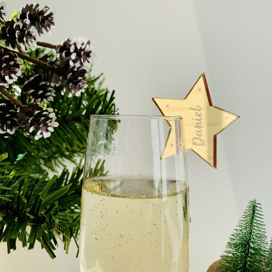 Personalised Christmas Star Drink Marker