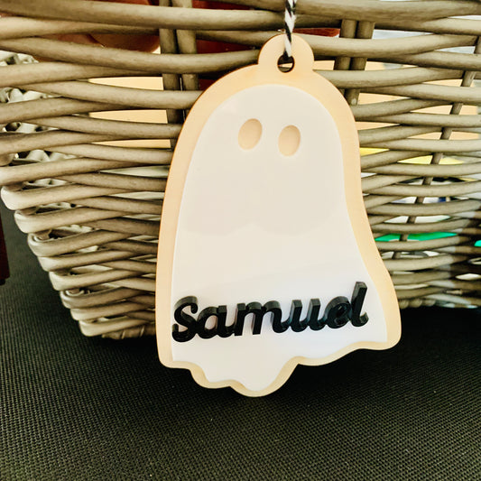 Personalised Ghost Basket Tag