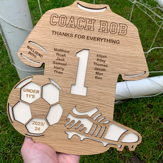 Personalised Football Coach Shirt Plaque