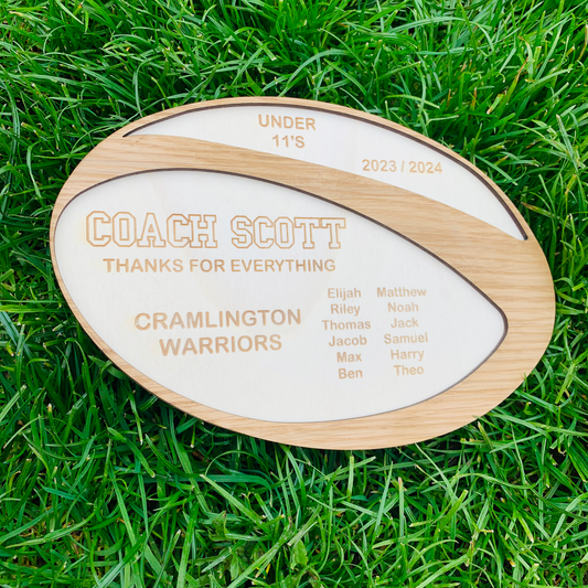 Personalised Rugby Coach Plaque