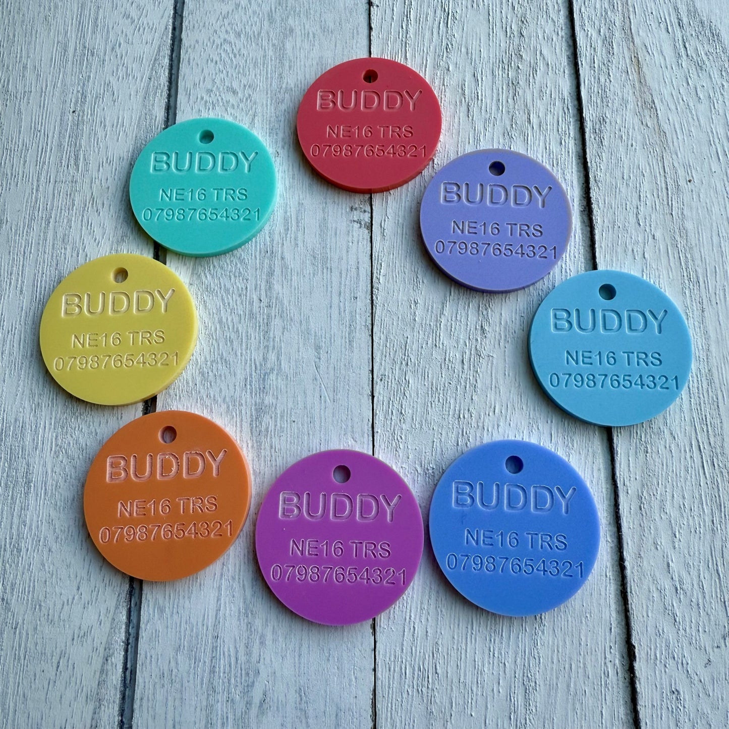 Personalised Pet ID Tag in Pastel Shades