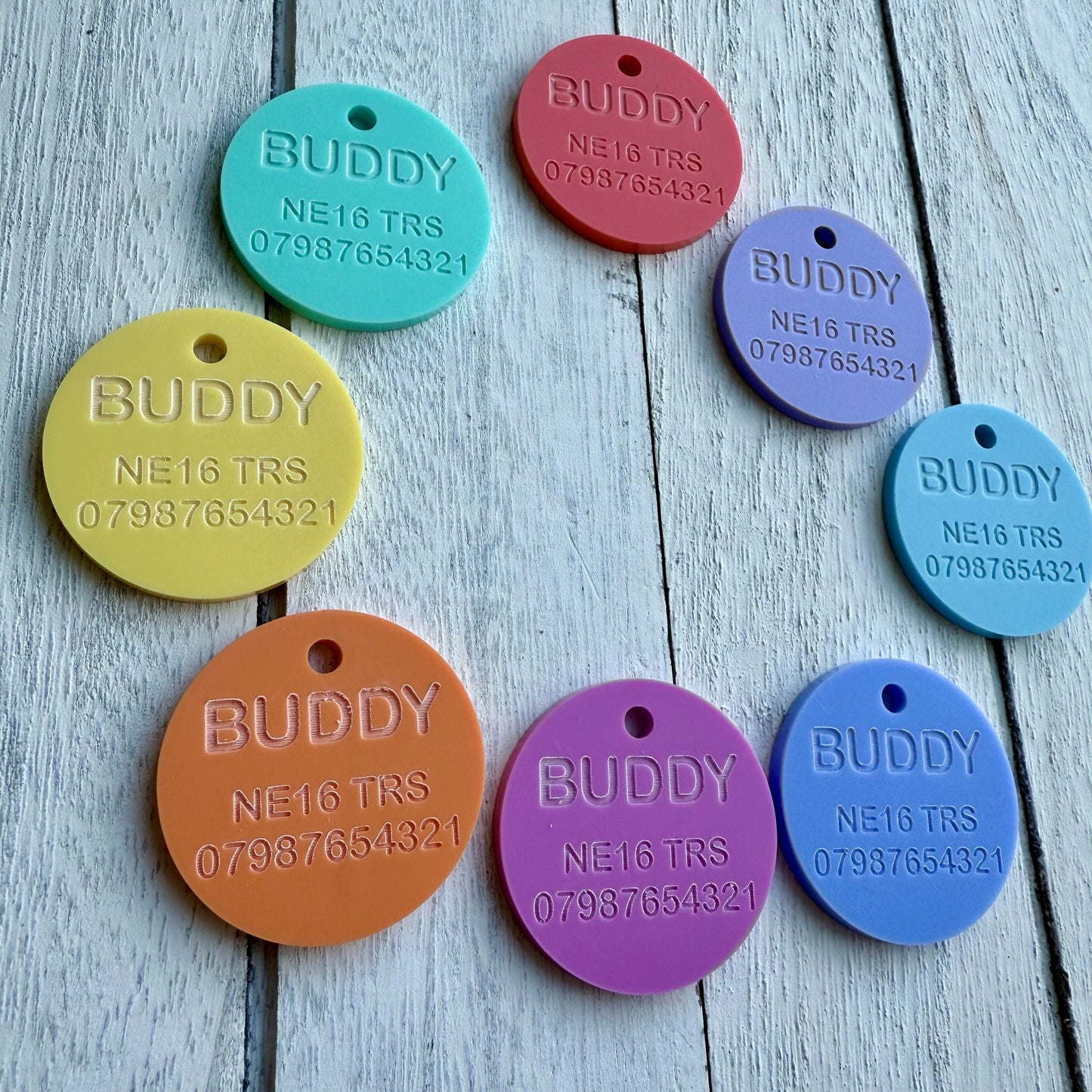 Personalised Pet ID Tag in Pastel Shades