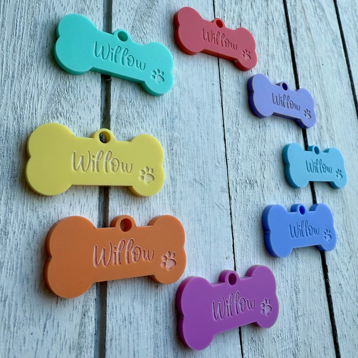 Personalised Bone Dog ID Tag Pastel