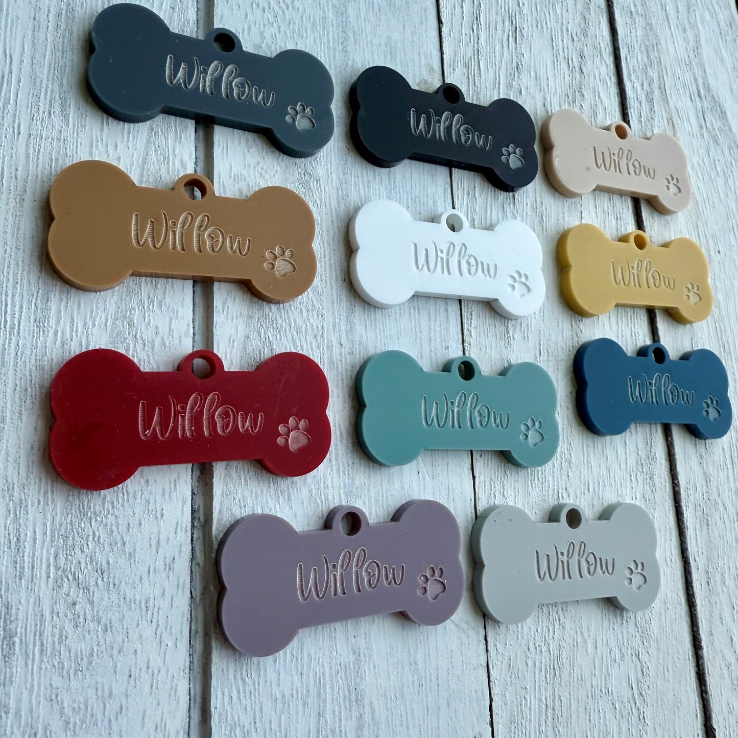 Personalised Dog Bone ID Tag Matt Colours