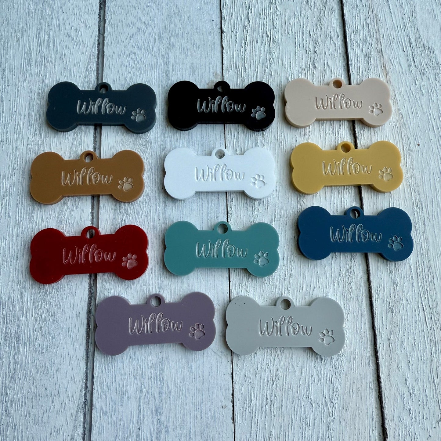 Personalised Dog Bone ID Tag Matt Colours