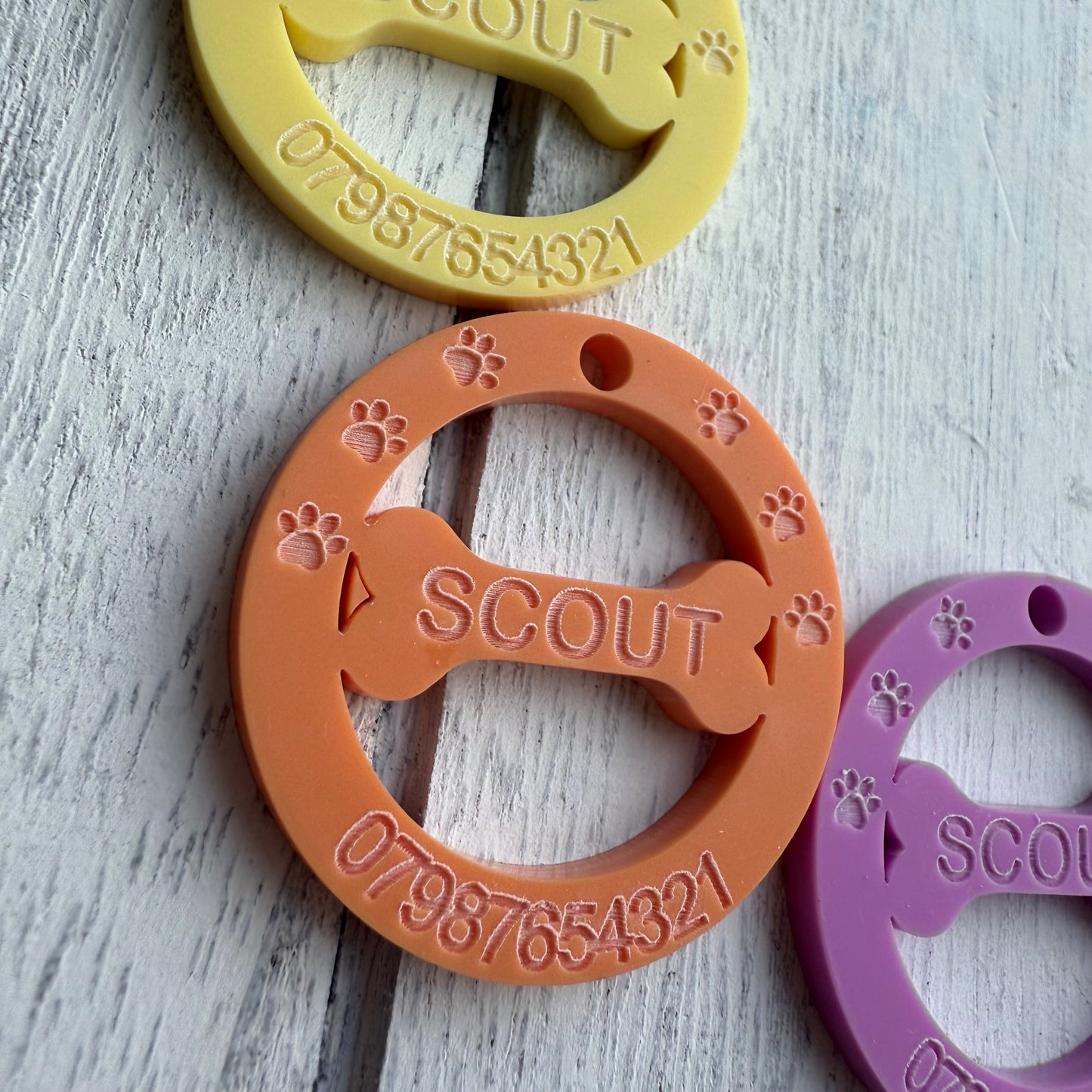 Personalised Dog Disc and Bone ID Tag in Pastels