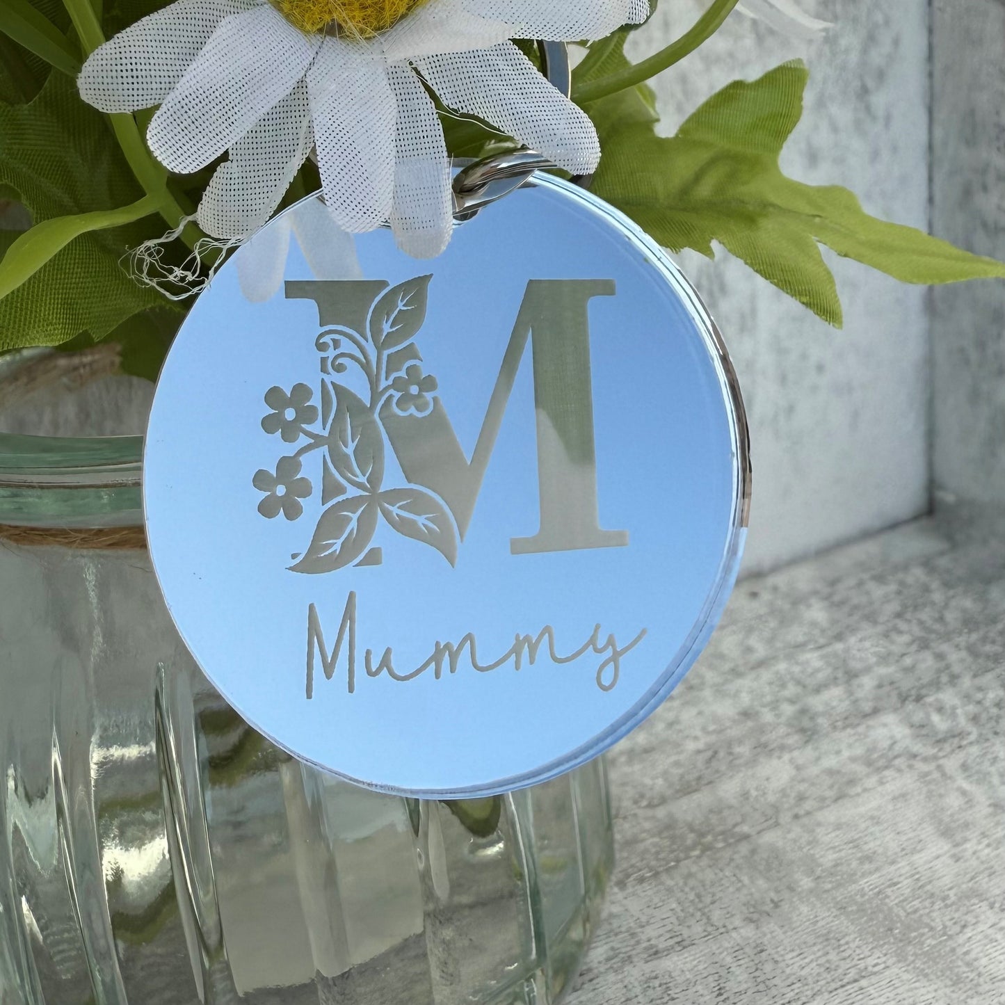 Personalised Floral Letter Keyring