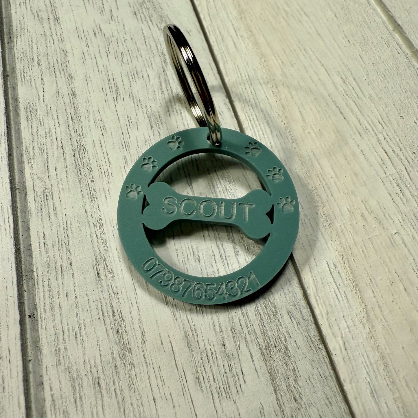 Personalised Dog Disc and Bone ID Tag in Matt Colours