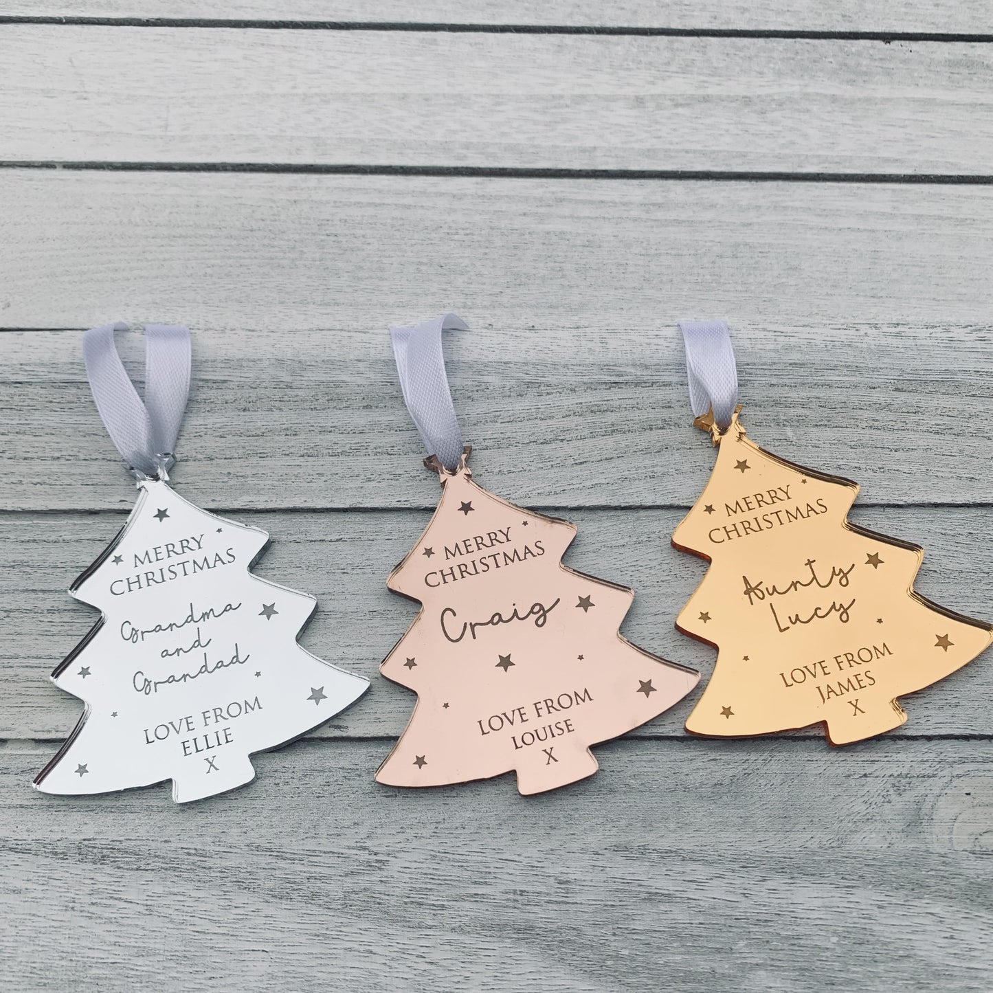 Personalised Christmas Tree Bauble Merry Christmas Message