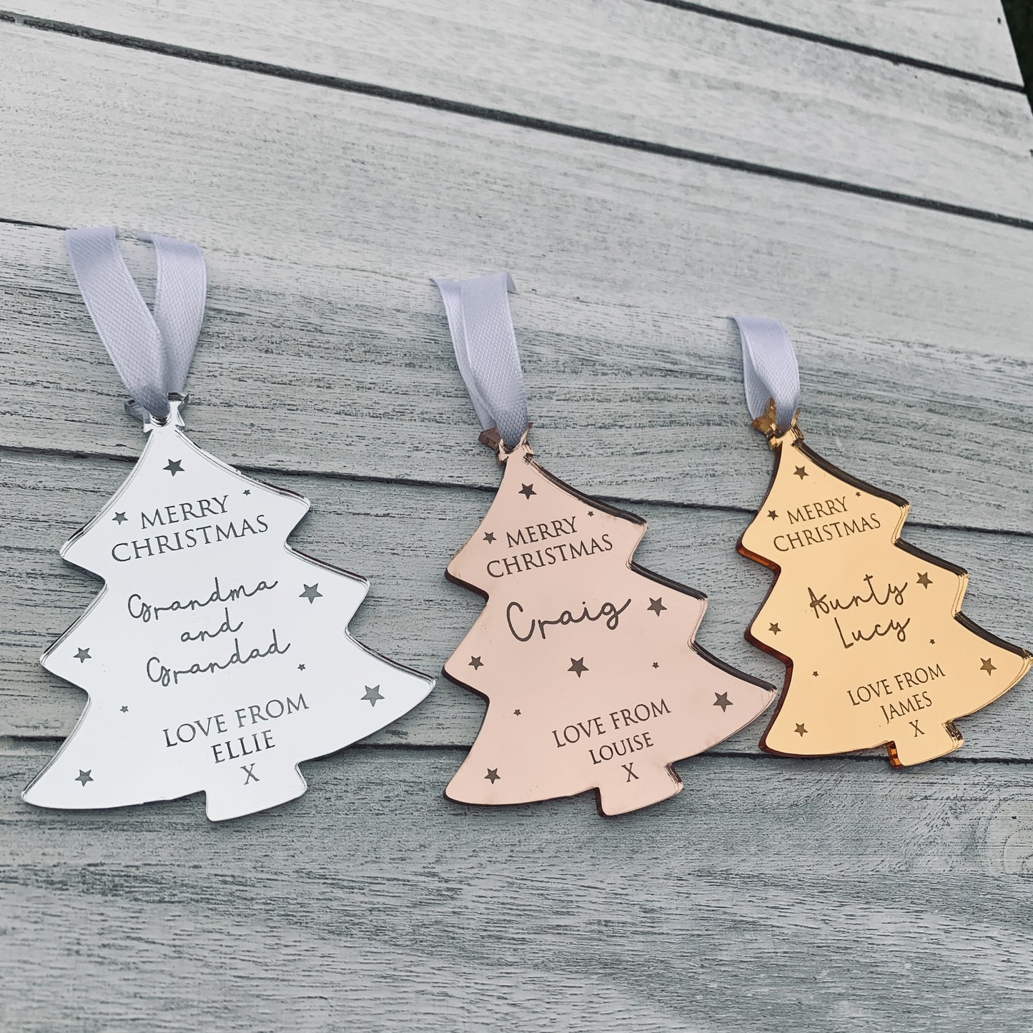 Personalised Christmas Tree Bauble Merry Christmas Message