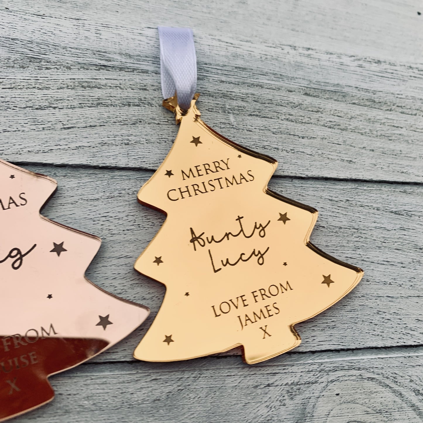 Personalised Christmas Tree Bauble Merry Christmas Message