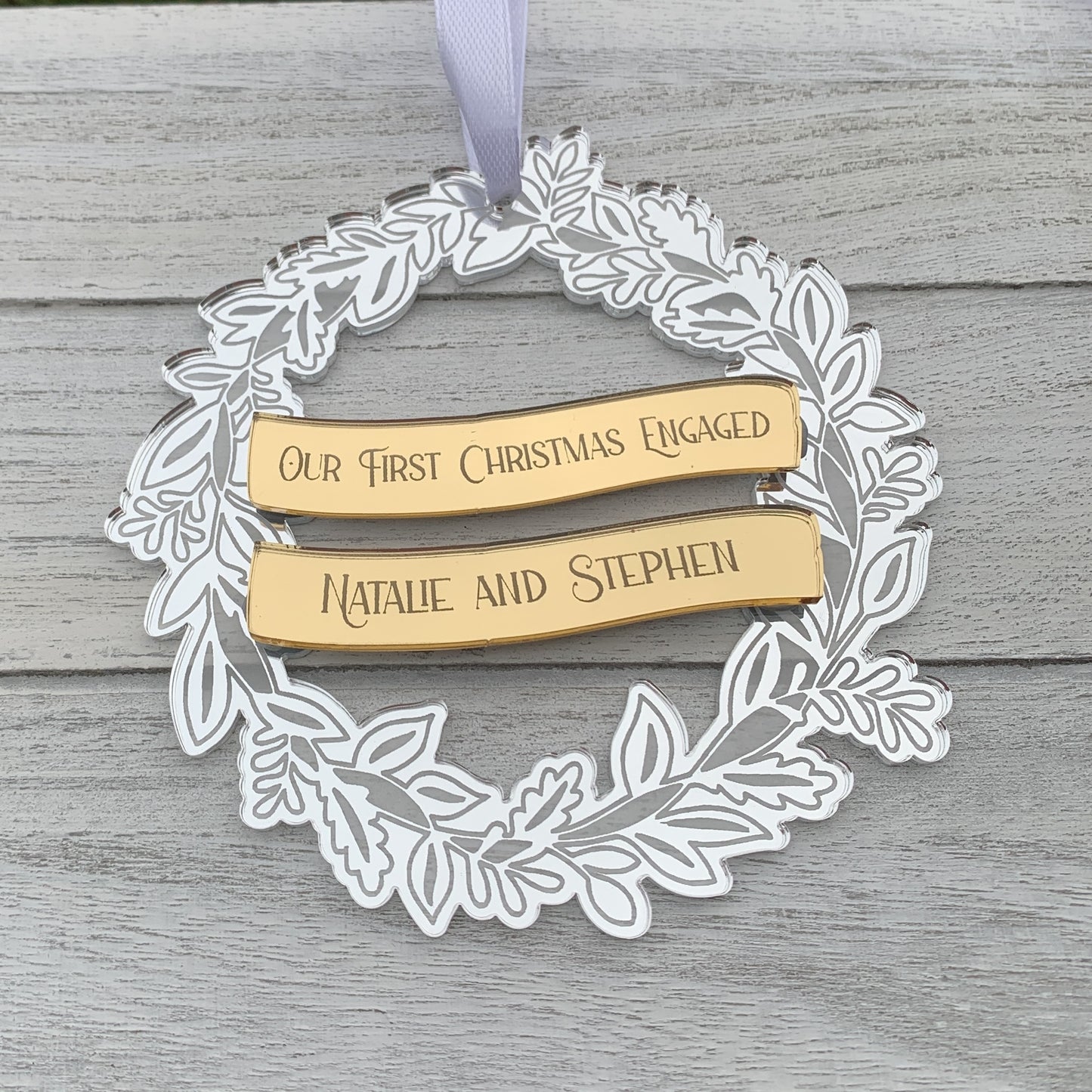 Personalised Wreath Couples First Christmas Married, Engaged