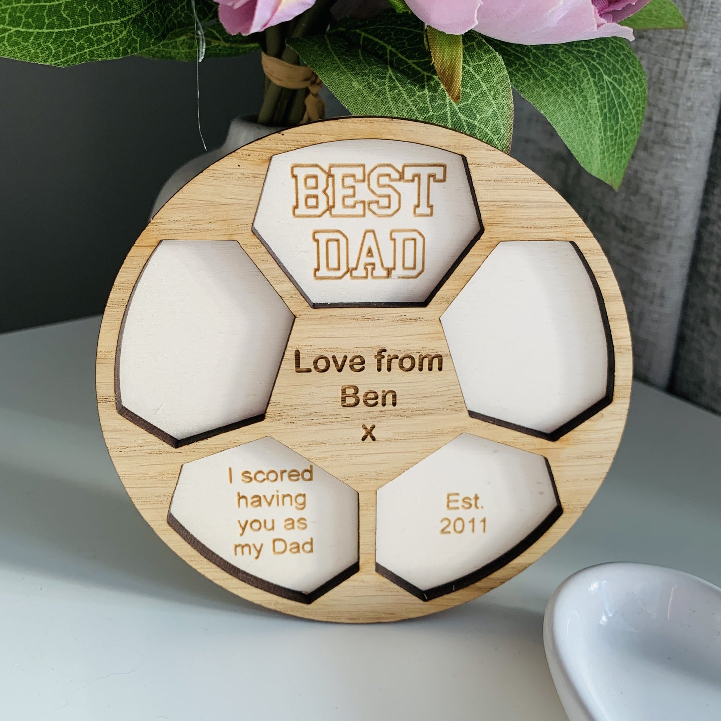 Best Dad Personalised Football Plaque
