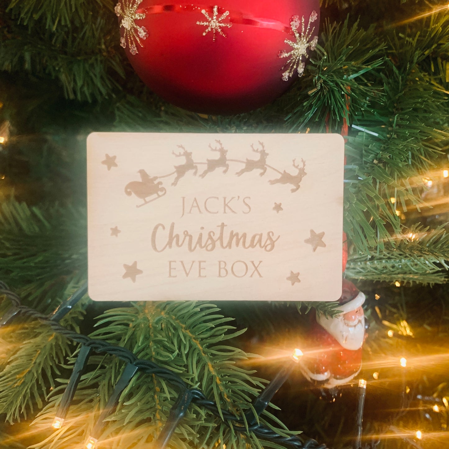 Personalised Christmas Eve Box Topper Rectangular Santa Design
