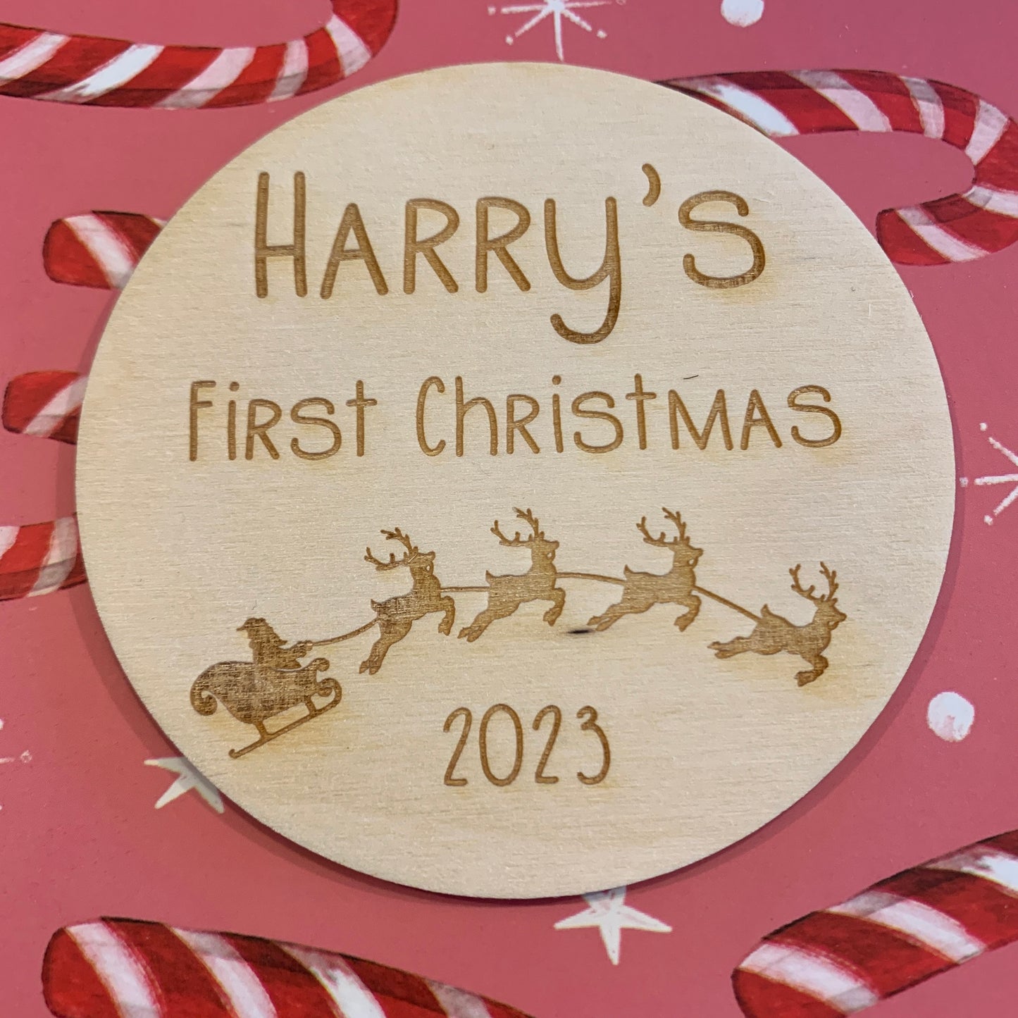 Personalised Santa First Christmas Milestone Disc