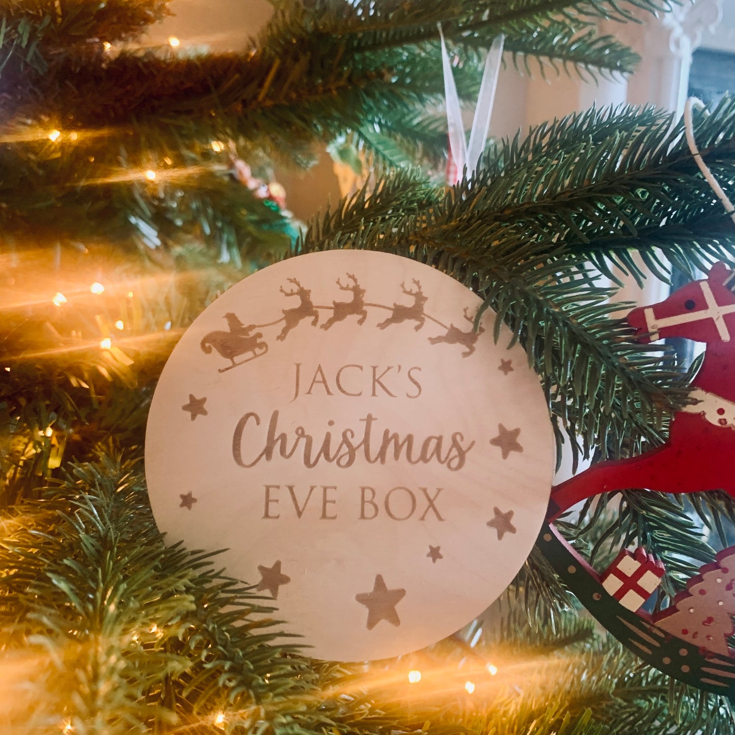 Personalised Christmas Eve Box Topper Circular Santa Design
