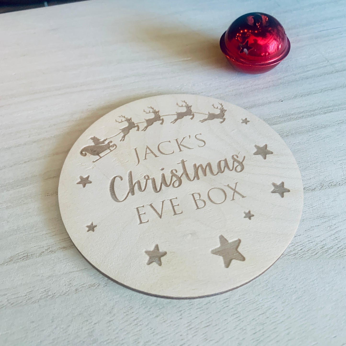 Personalised Christmas Eve Box Topper Circular Santa Design
