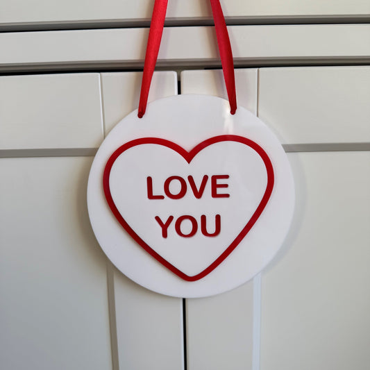 Personalised Love You Heart Hanging Decoration