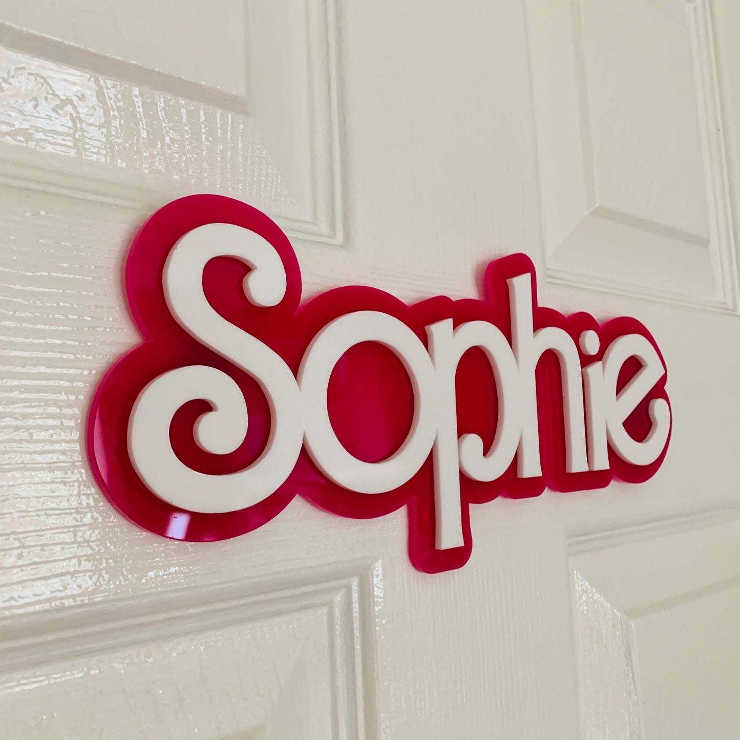 Personalised 3D Wall Art in Pink and White