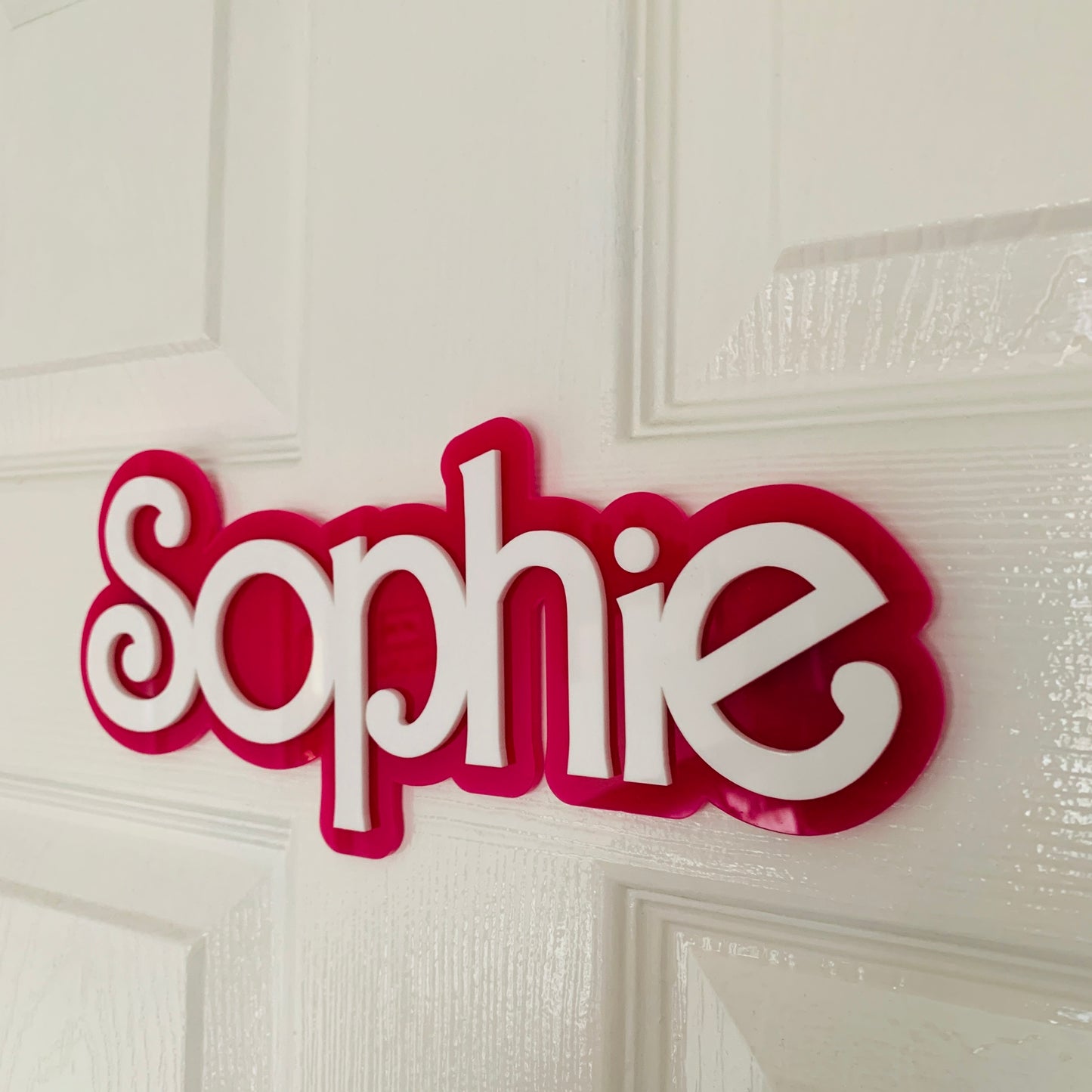 Personalised 3D Wall Art in Pink and White